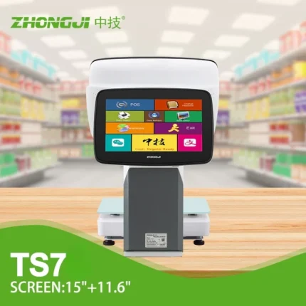 newpos ts7 + barkod yazıcı Çift ekran İntel celeron n4000 15 inc led ekran 4gb ram terazi pos barkod yazıcılı