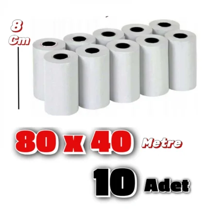 rulo 80 x 40 yazıcı kağıdı 10 adet 1 paket